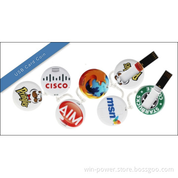 Round Card USB Flash Memory. Credit Card USB. Memory Card USB